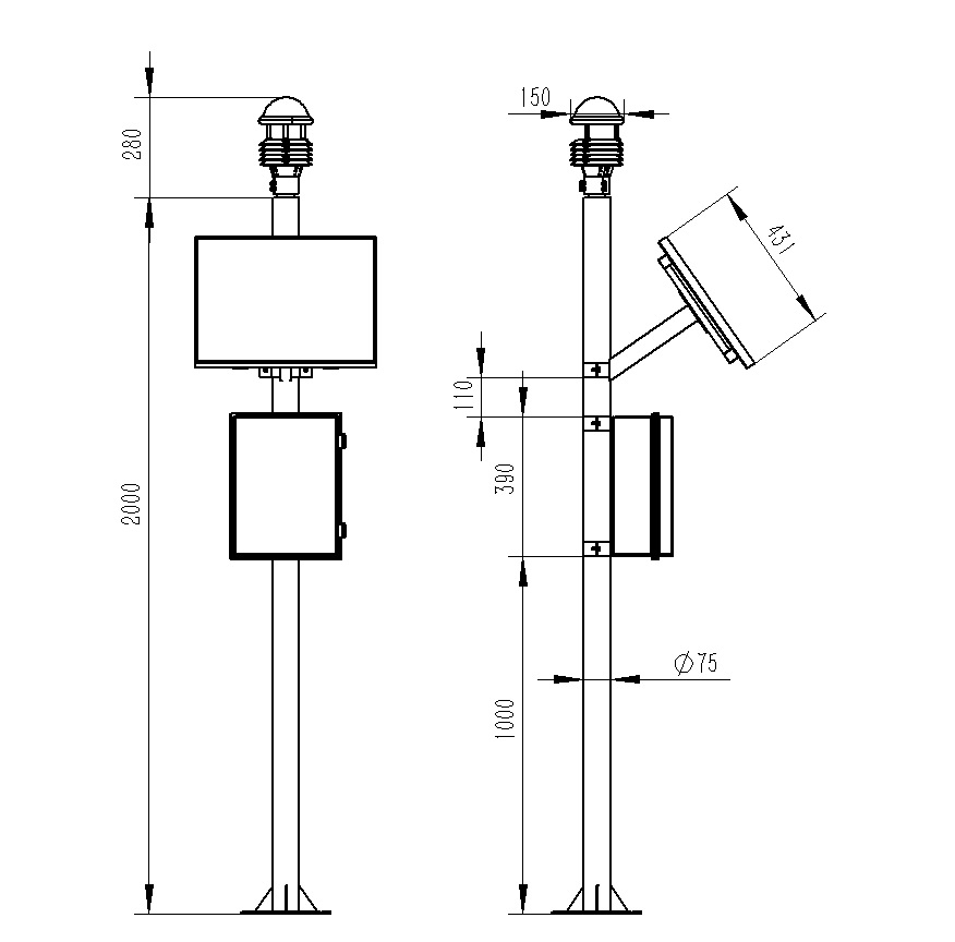 田間小氣候觀測(cè)站產(chǎn)品尺寸圖